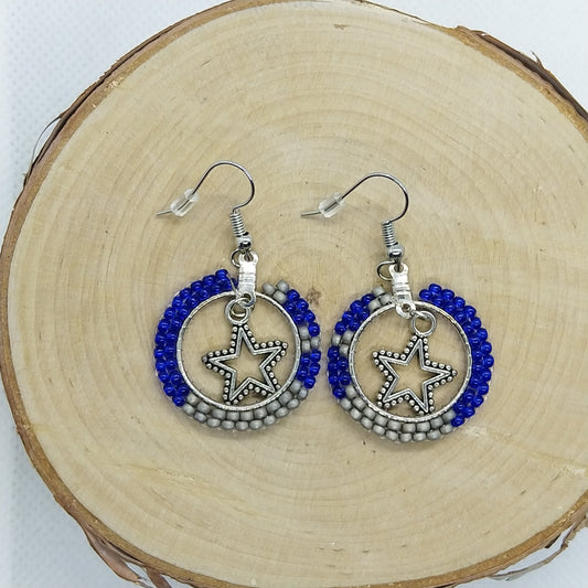 Hoops - blue with silver Stars