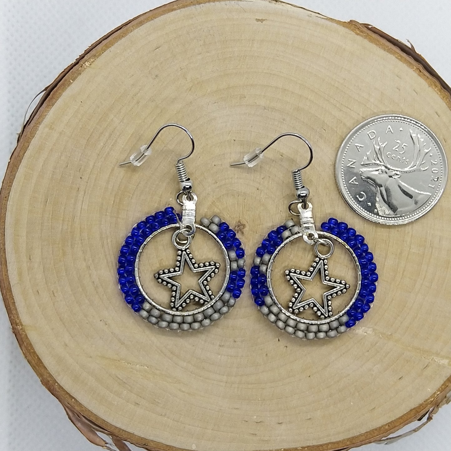 Hoops - blue with silver Stars