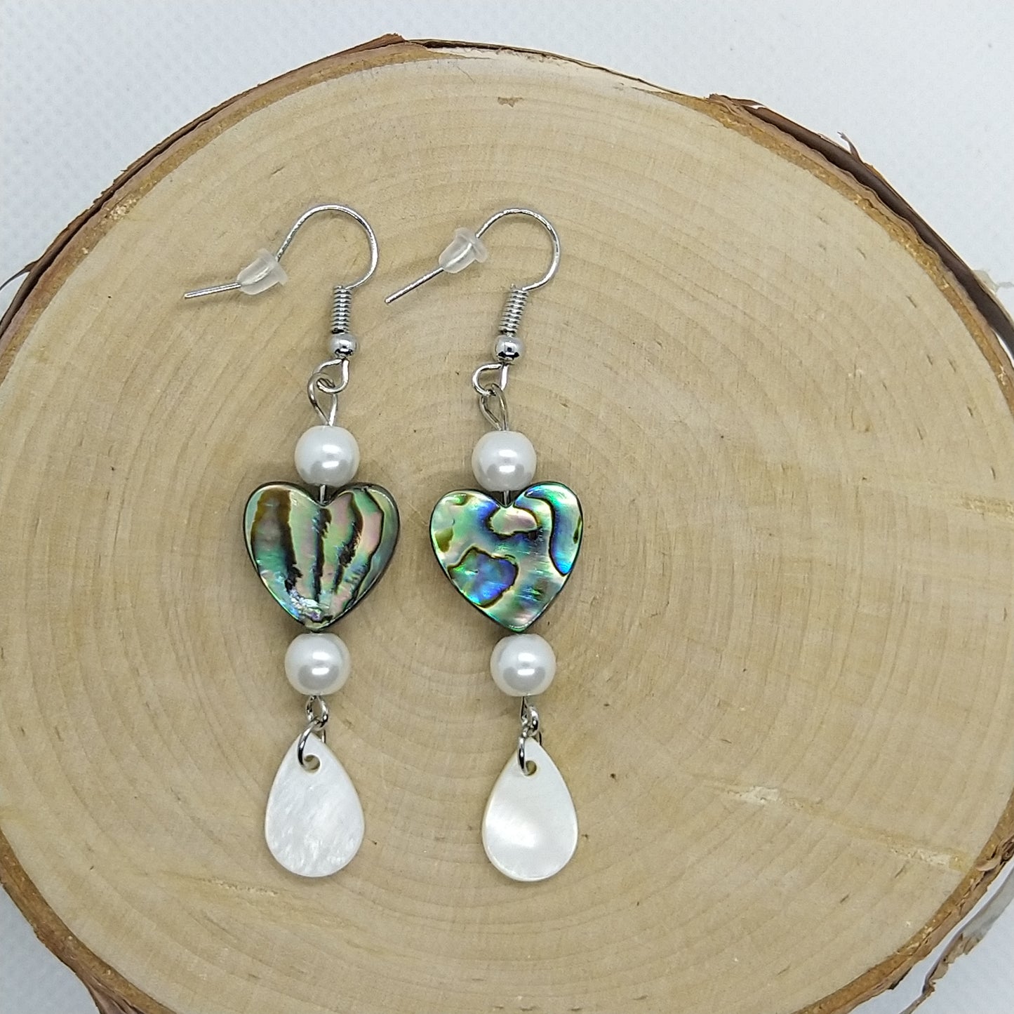 Earrings - Abalone Hearts