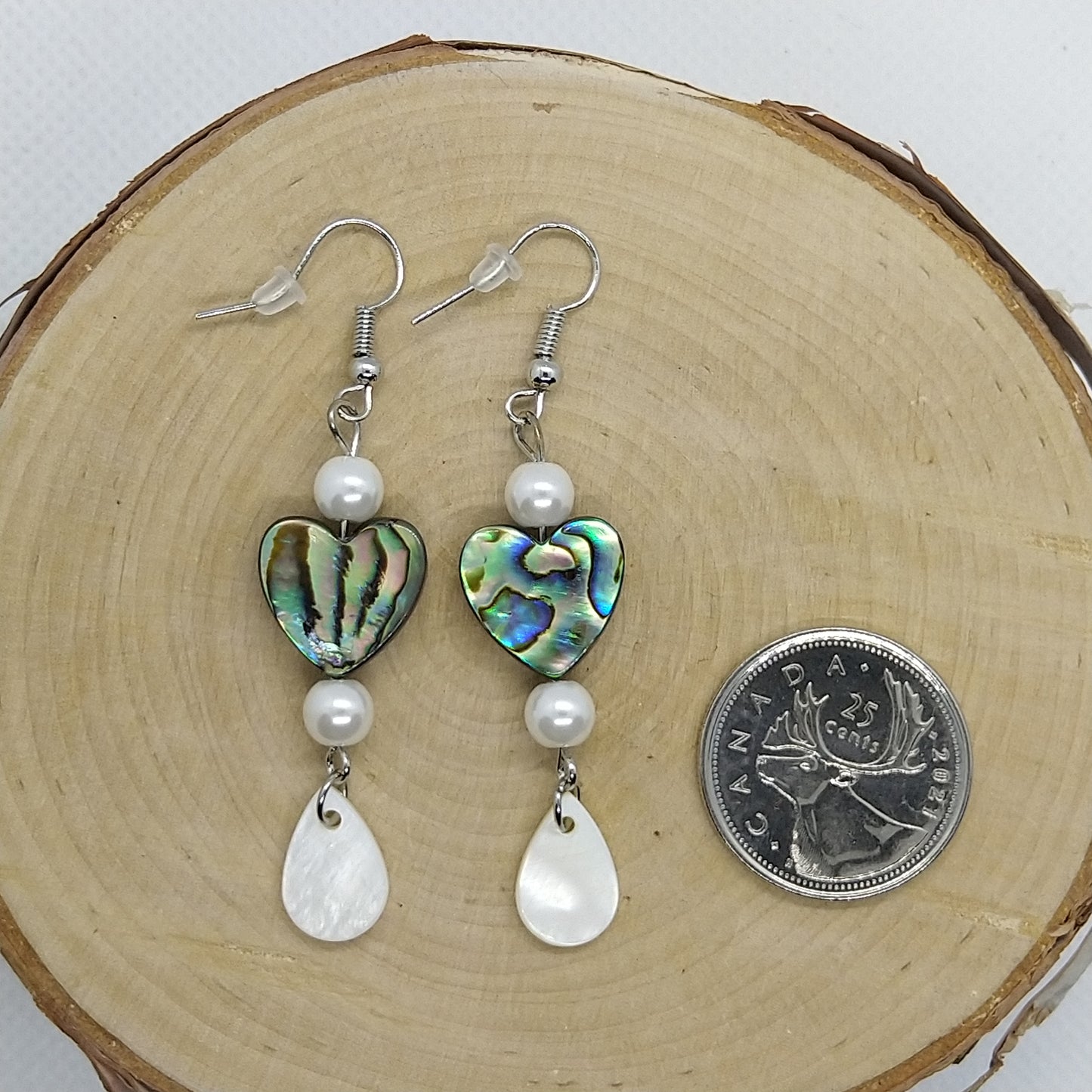 Earrings - Abalone Hearts