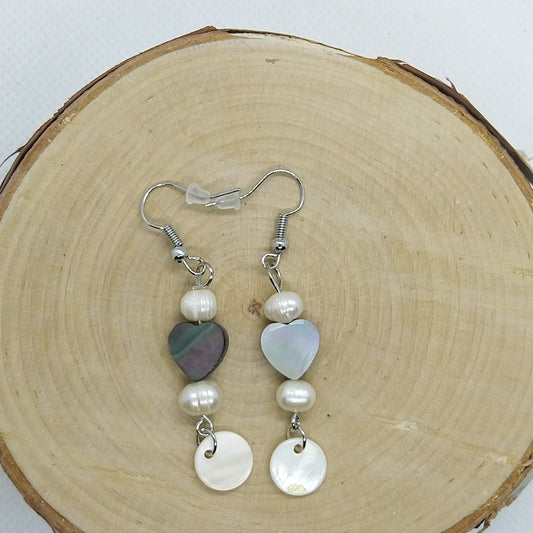 Earrings - Fresh Water Pearls with Mother of Pearl long version