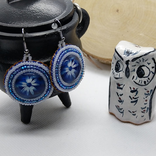 Earrings - Blue Daisy