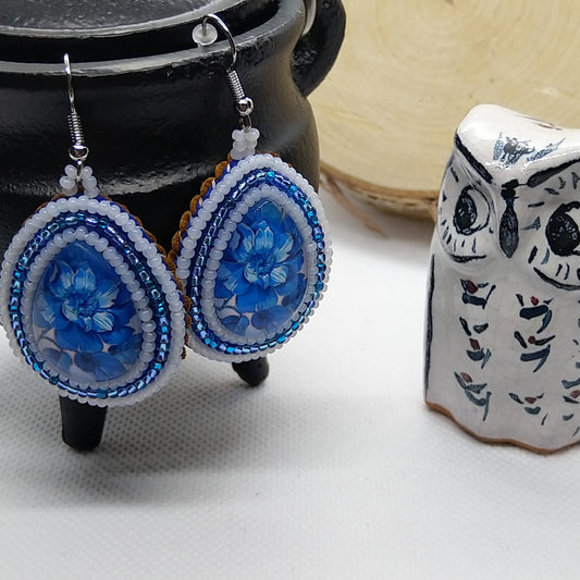 Earrings - Blue Flower