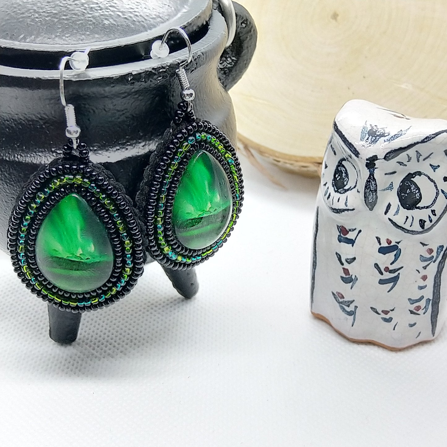 Earrings - Green Aurora Borealis