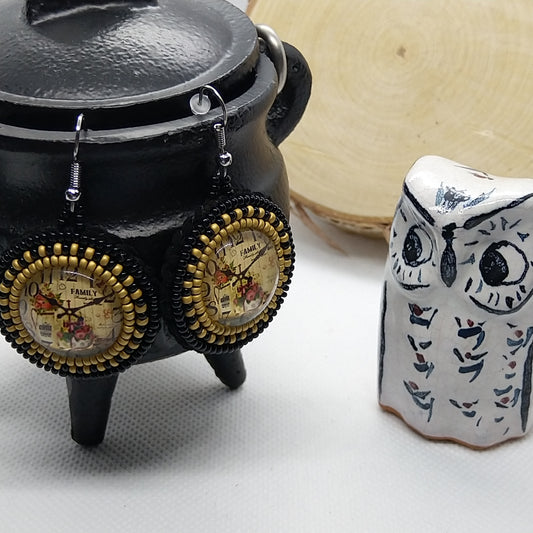 Earrings - Antique Clock Family Time