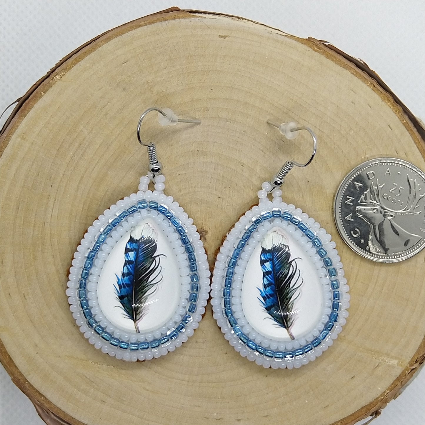 Earrings - Blue Feather