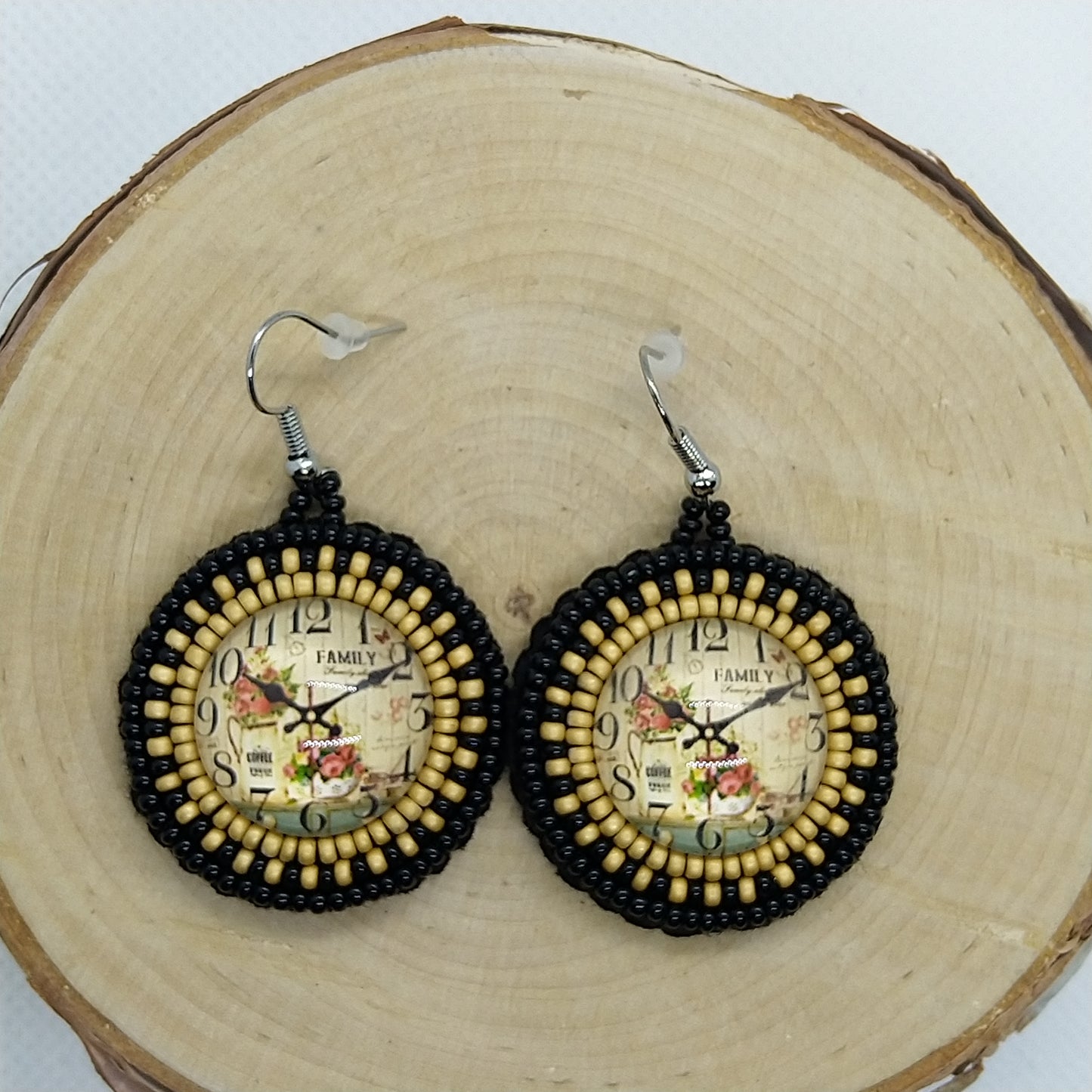 Earrings - Antique Clock Family Time