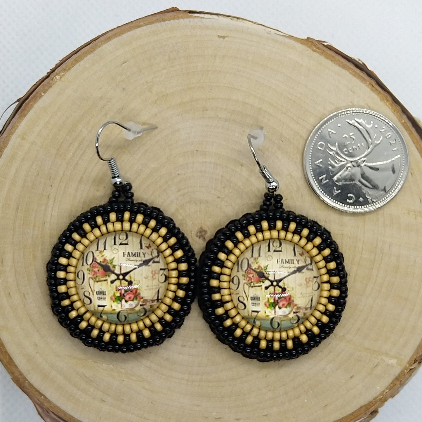 Earrings - Antique Clock Family Time