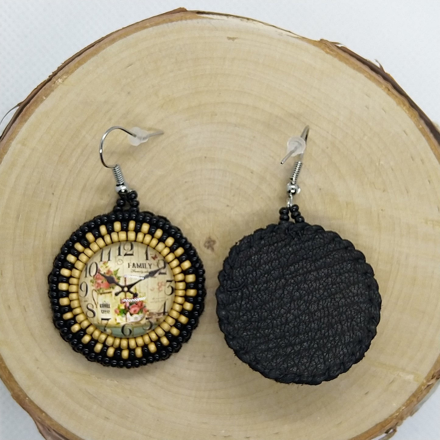 Earrings - Antique Clock Family Time