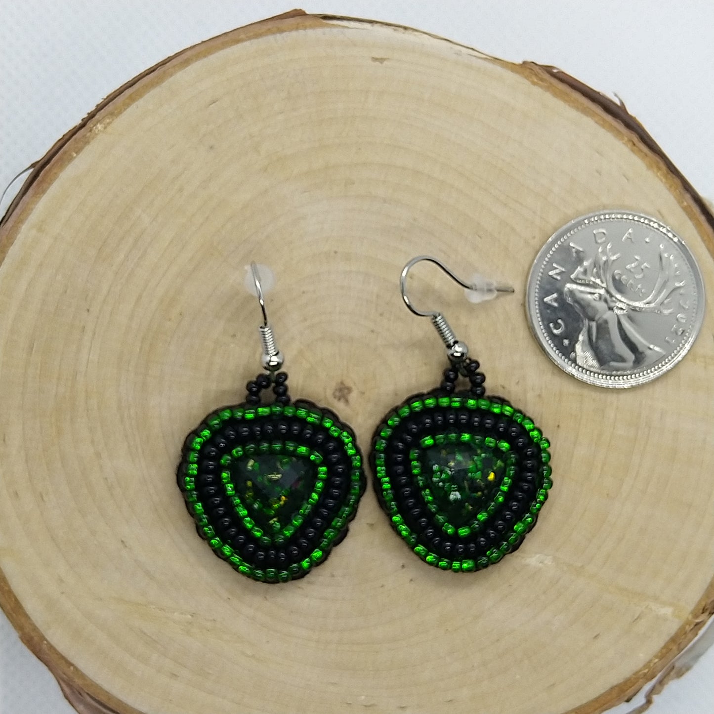 Earrings - Green and Black Night