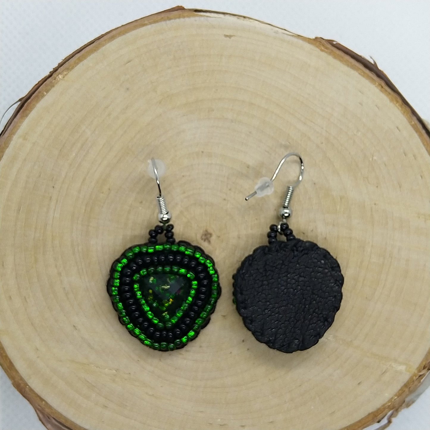 Earrings - Green and Black Night