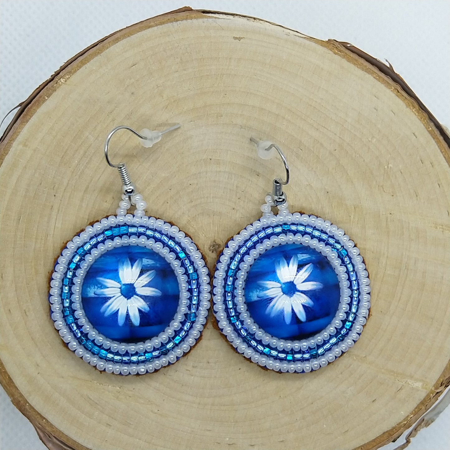 Earrings - Blue Daisy