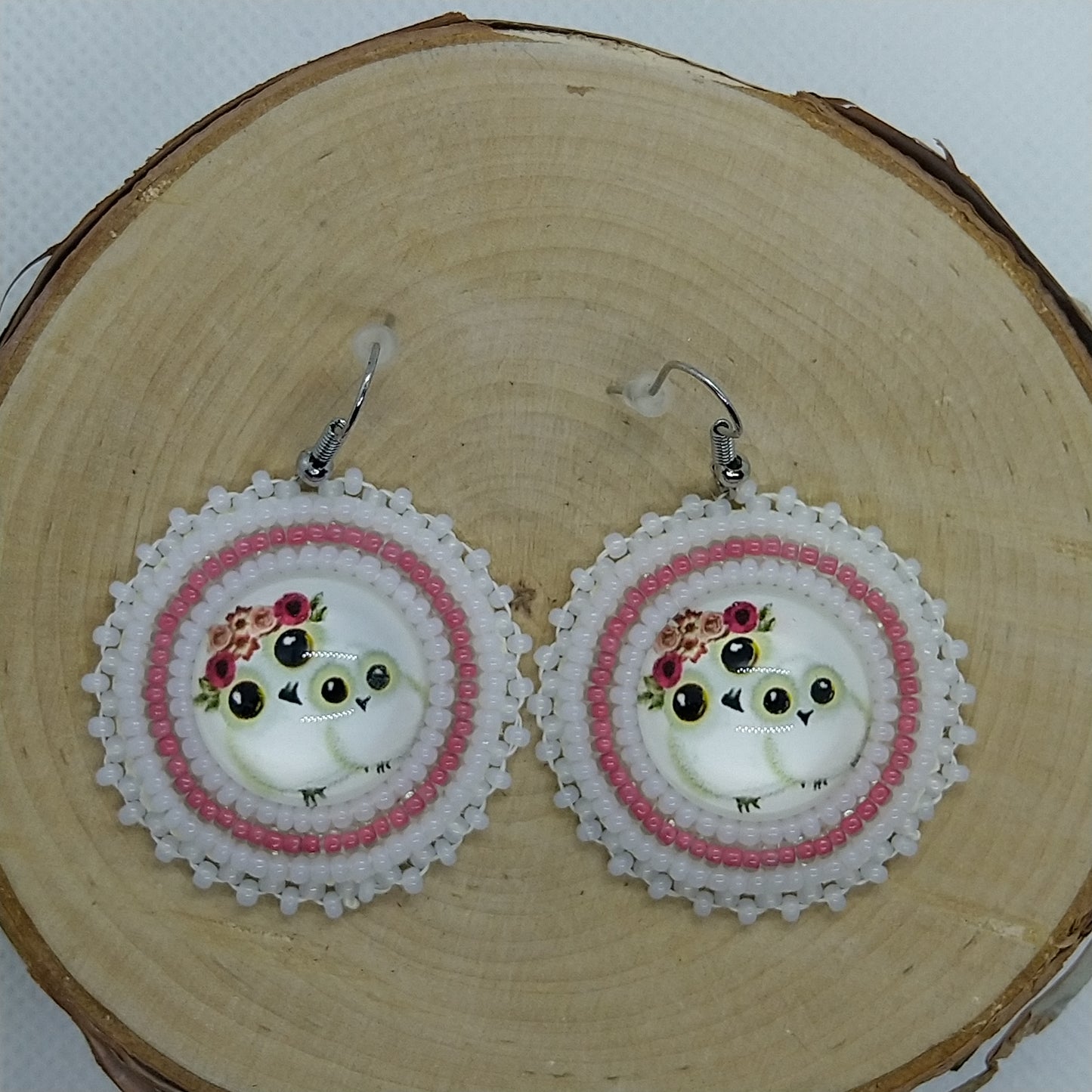 Earrings - Pink Owls