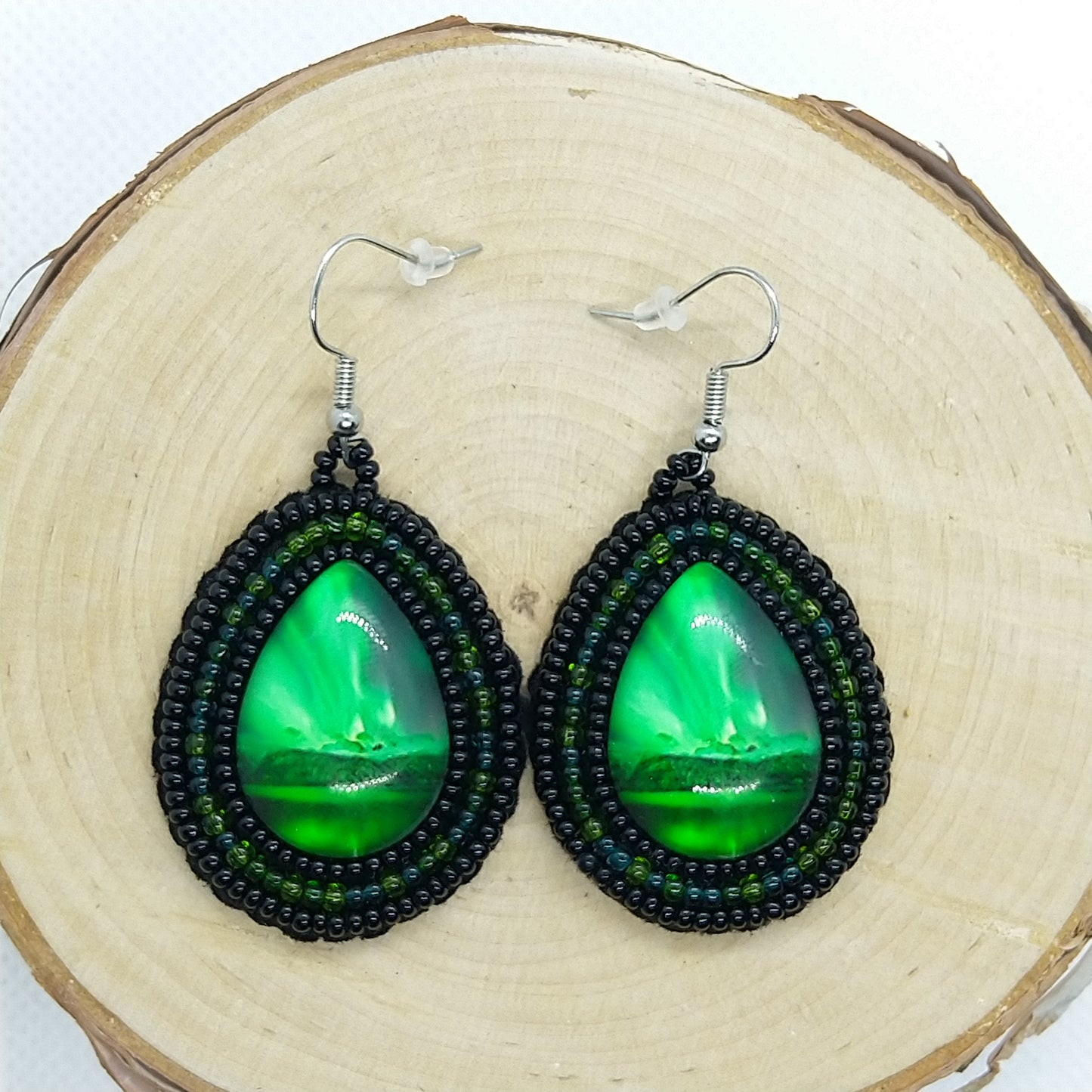 Earrings - Green Aurora Borealis