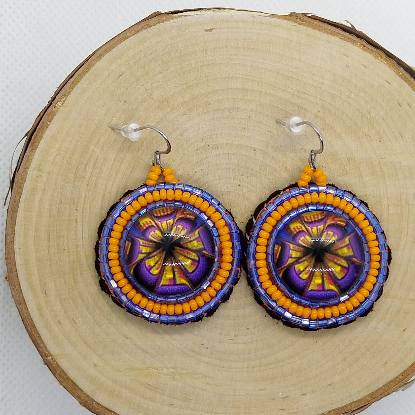 Earrings - Mosaic Orange Purple