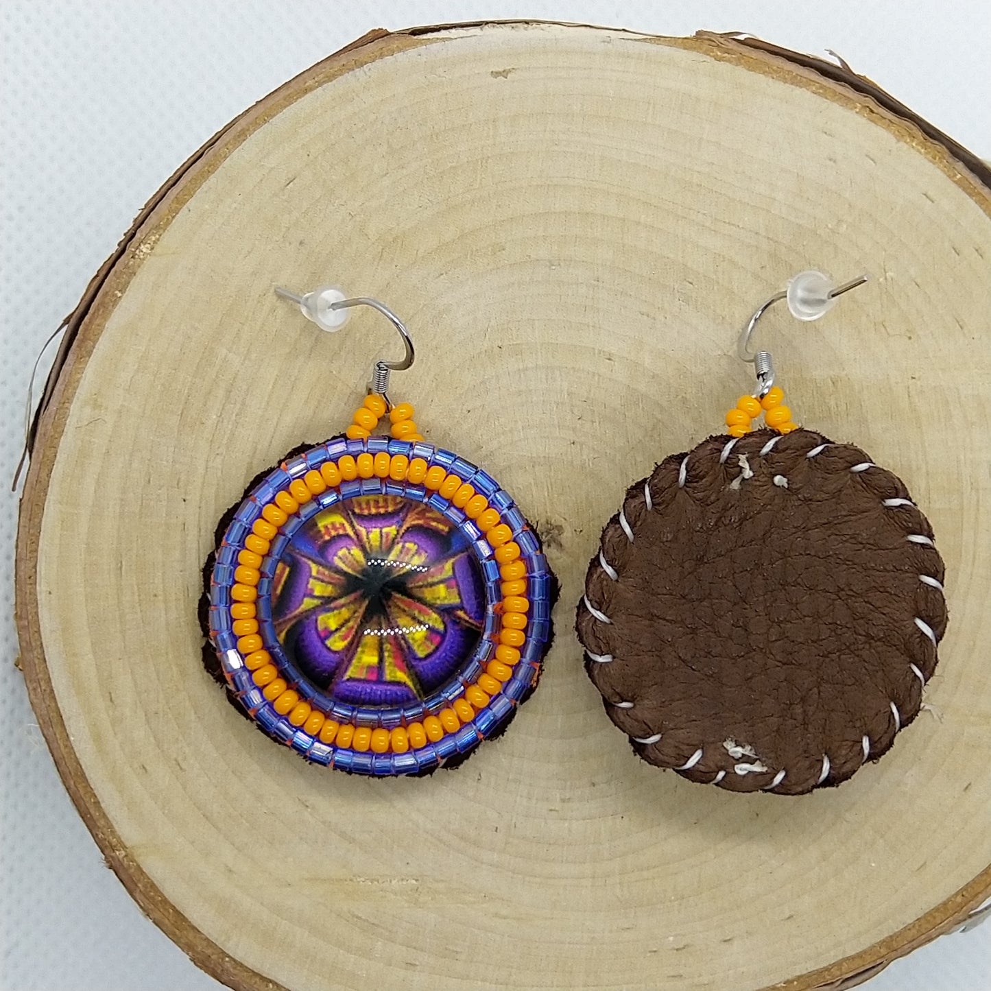 Earrings - Mosaic Orange Purple