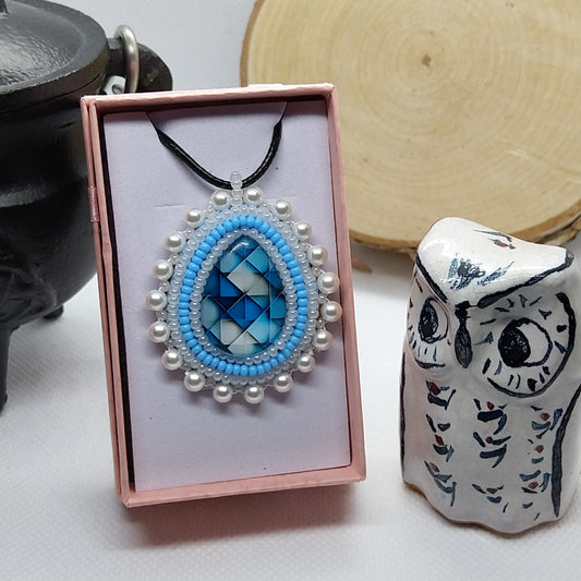 Necklace - Blue and white mosaic