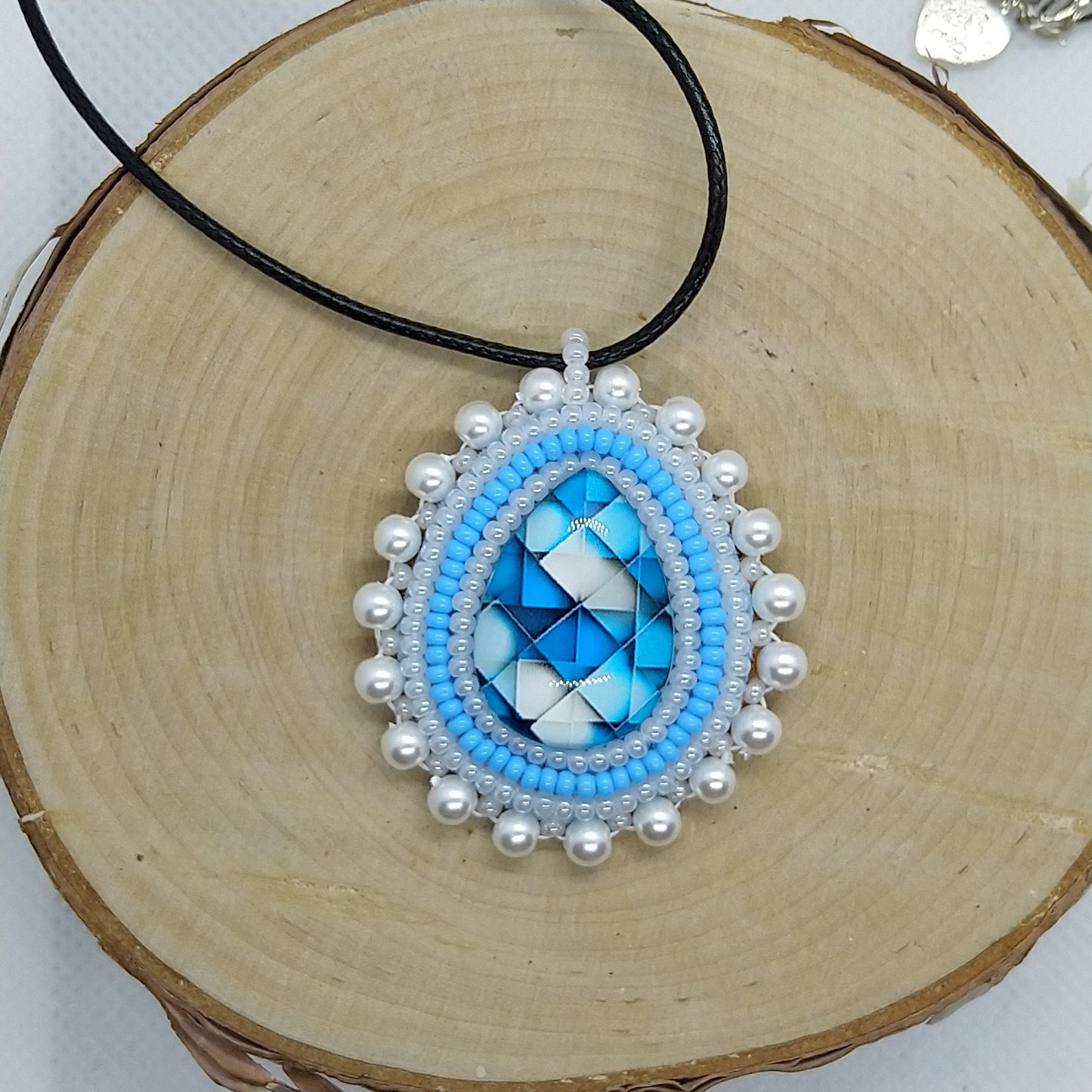 Necklace - Blue and white mosaic