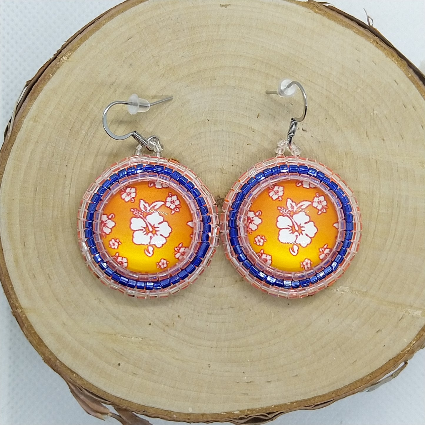 Earrings - Orange Flower