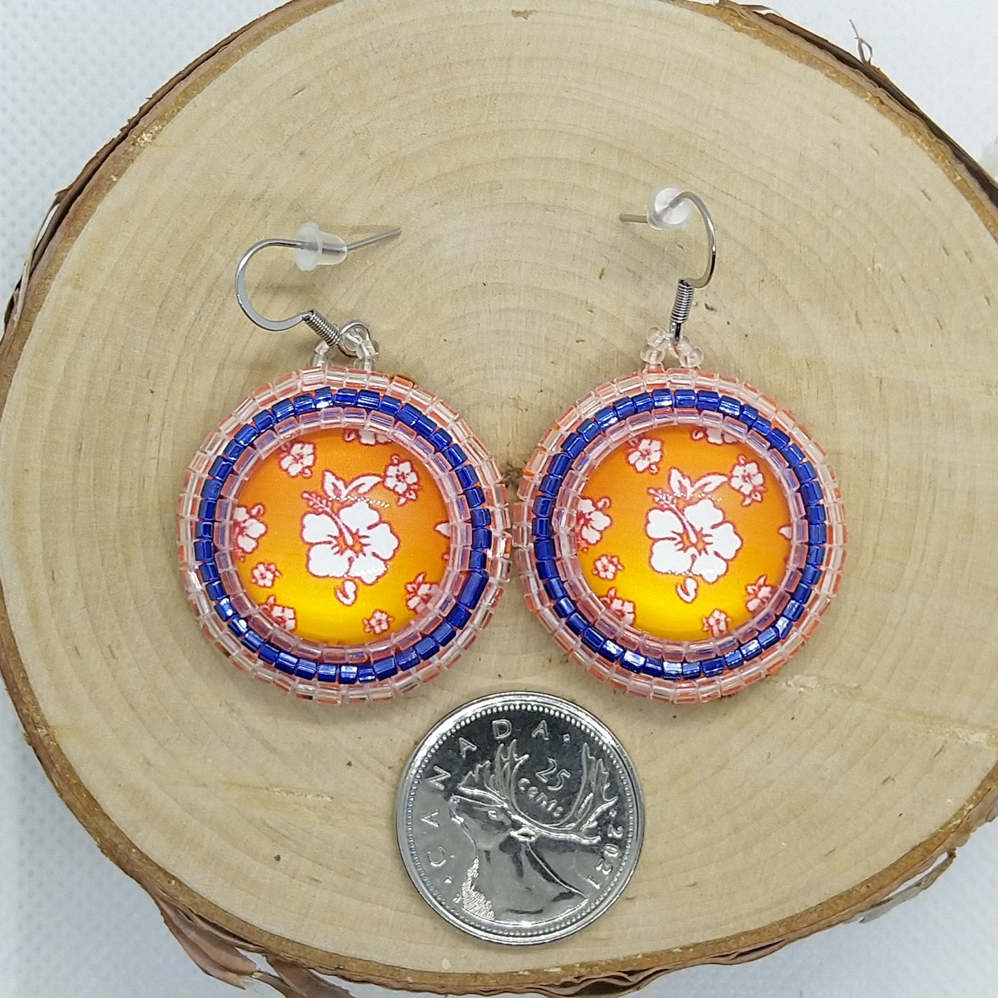 Earrings - Orange Flower