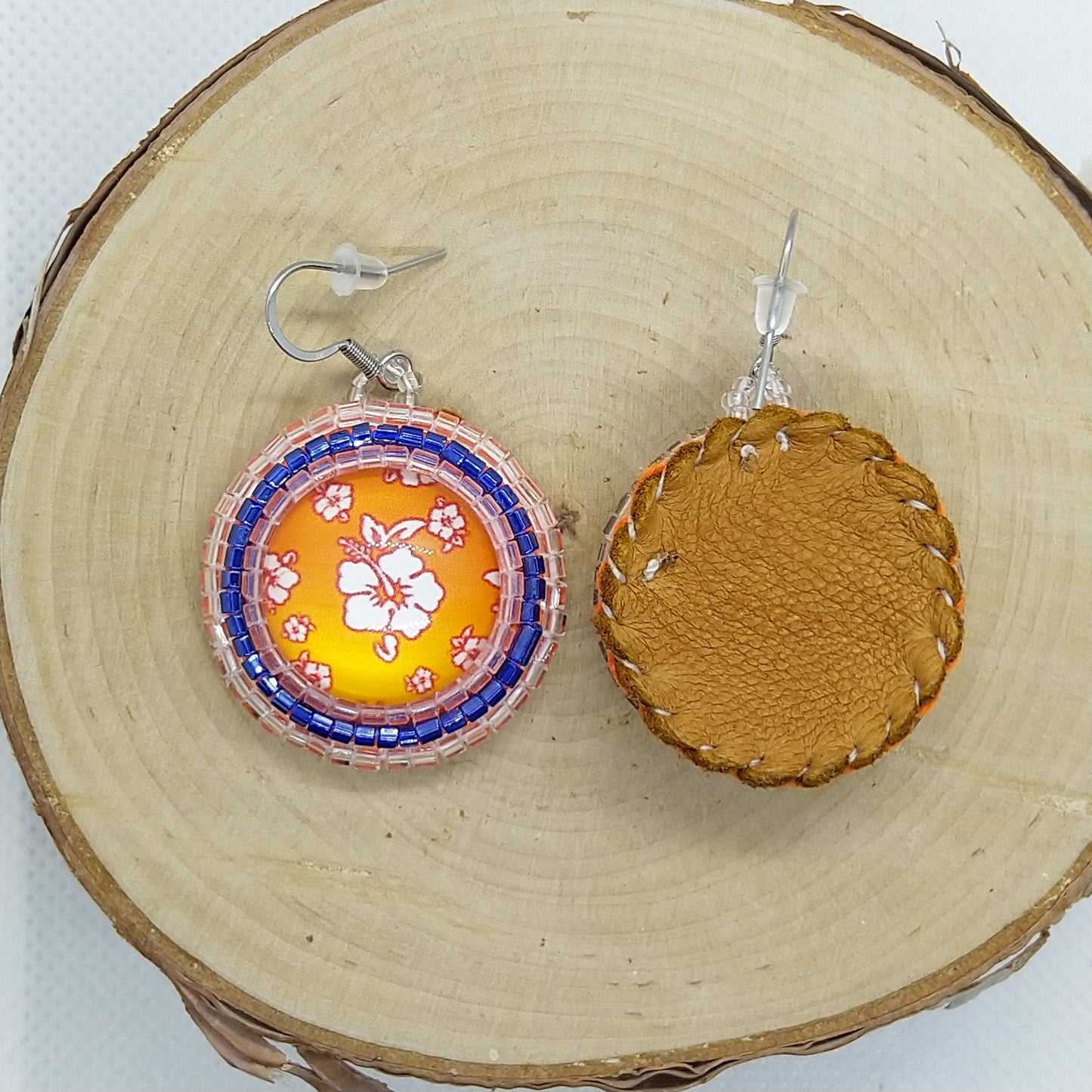 Earrings - Orange Flower