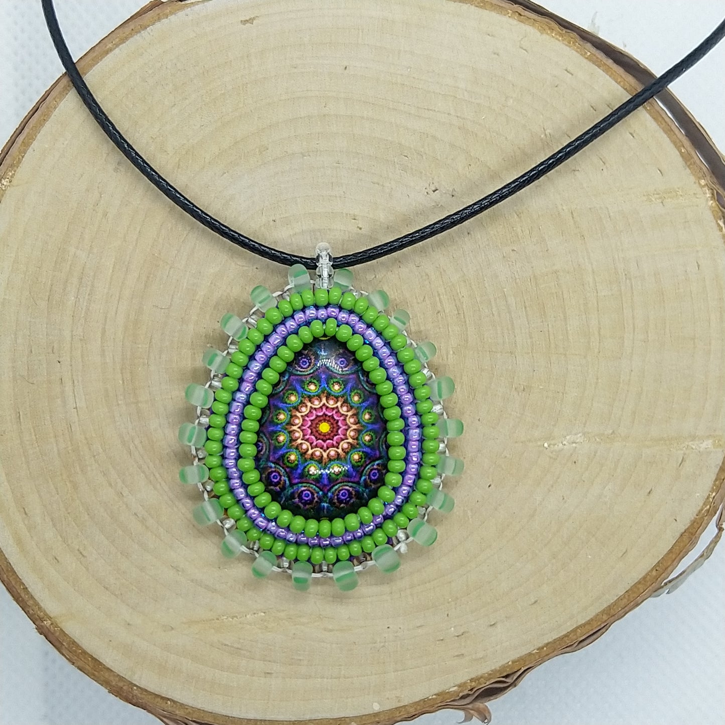 Necklace - Purple and Green Mosaic