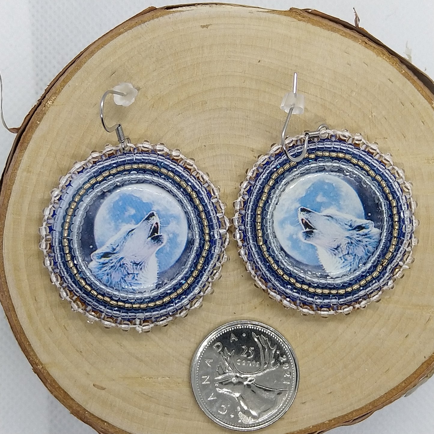 Earrings - Wolf and Moon