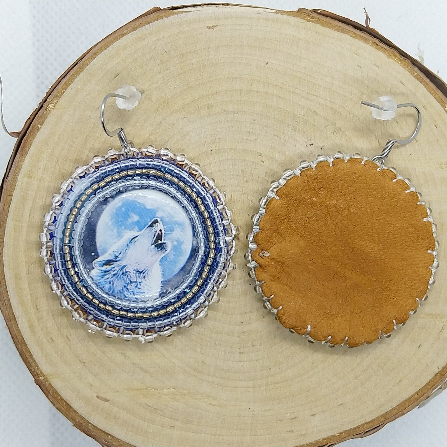 Earrings - Wolf and Moon