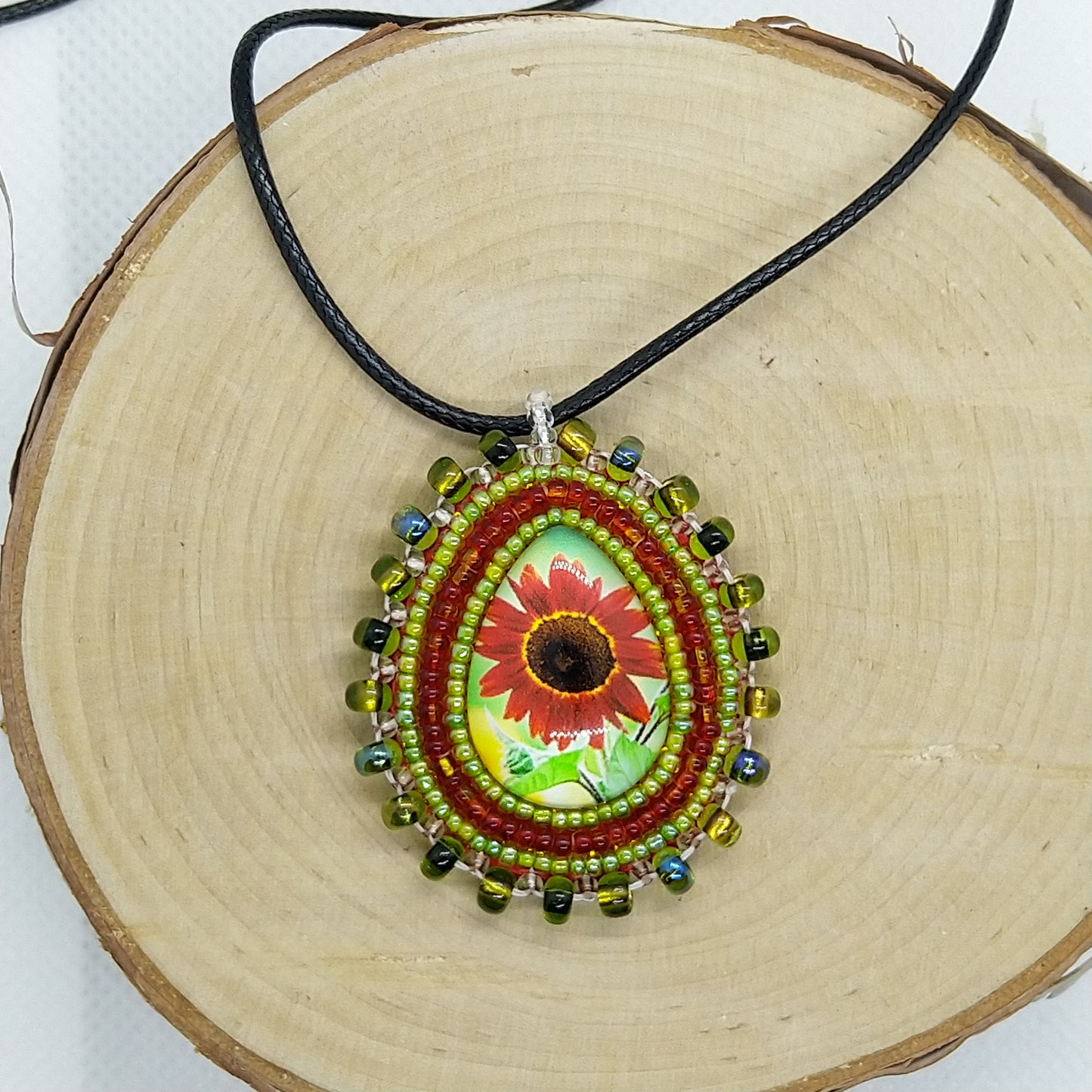 Necklace - Red Sunflower