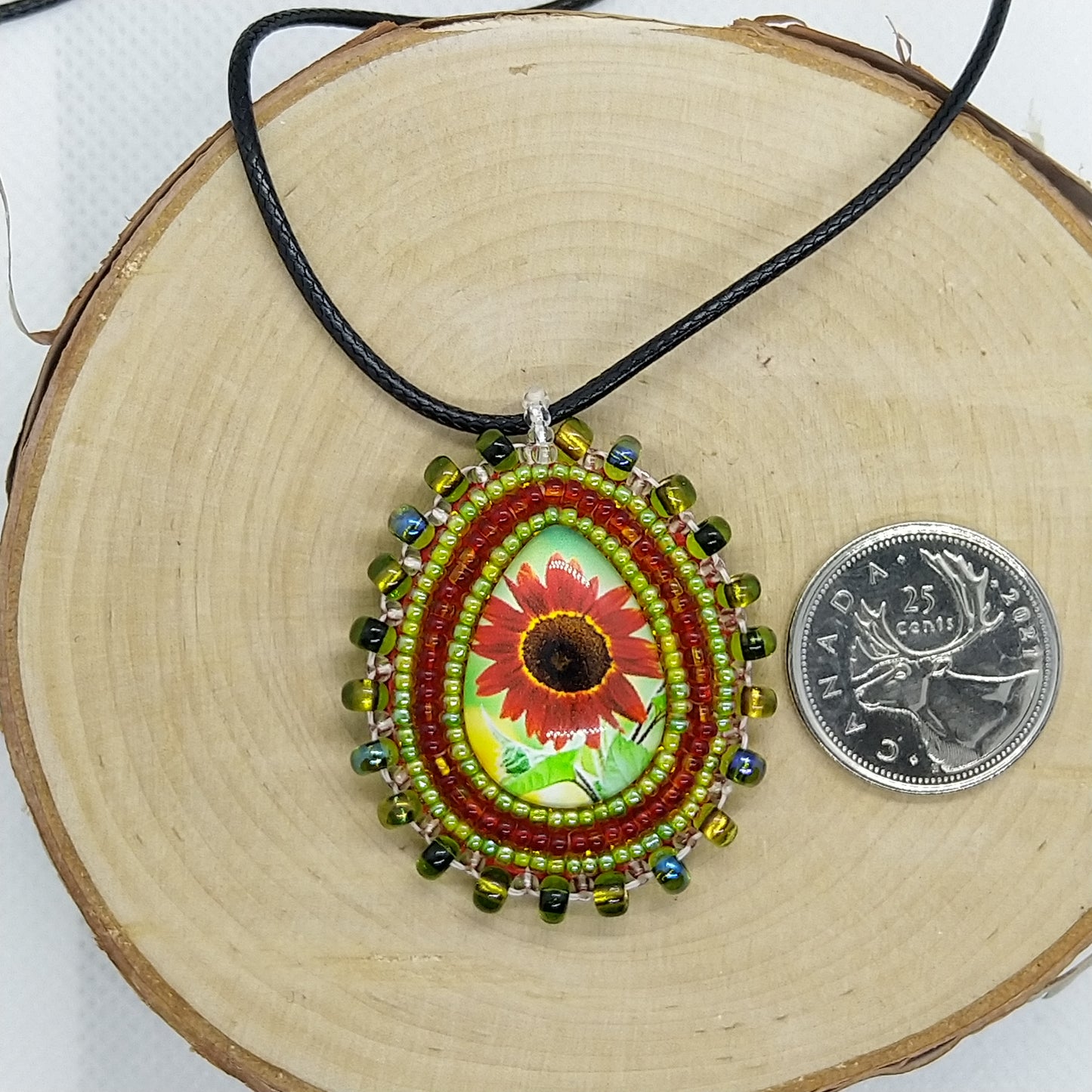 Necklace - Red Sunflower