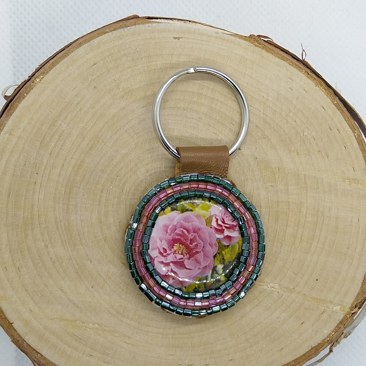 Keychain - Pink Rhododendron Flower