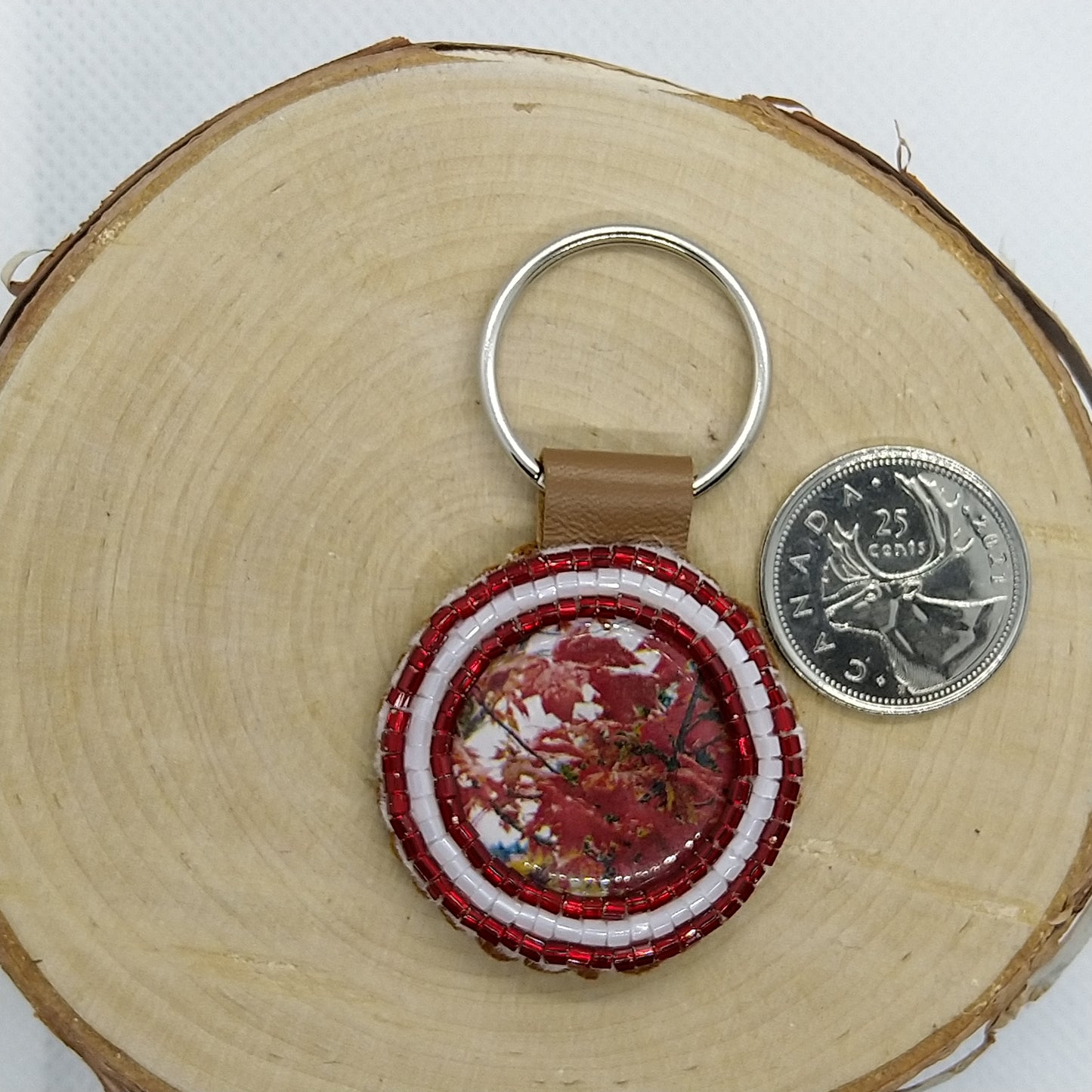 Keychain - Red Maple Leaves