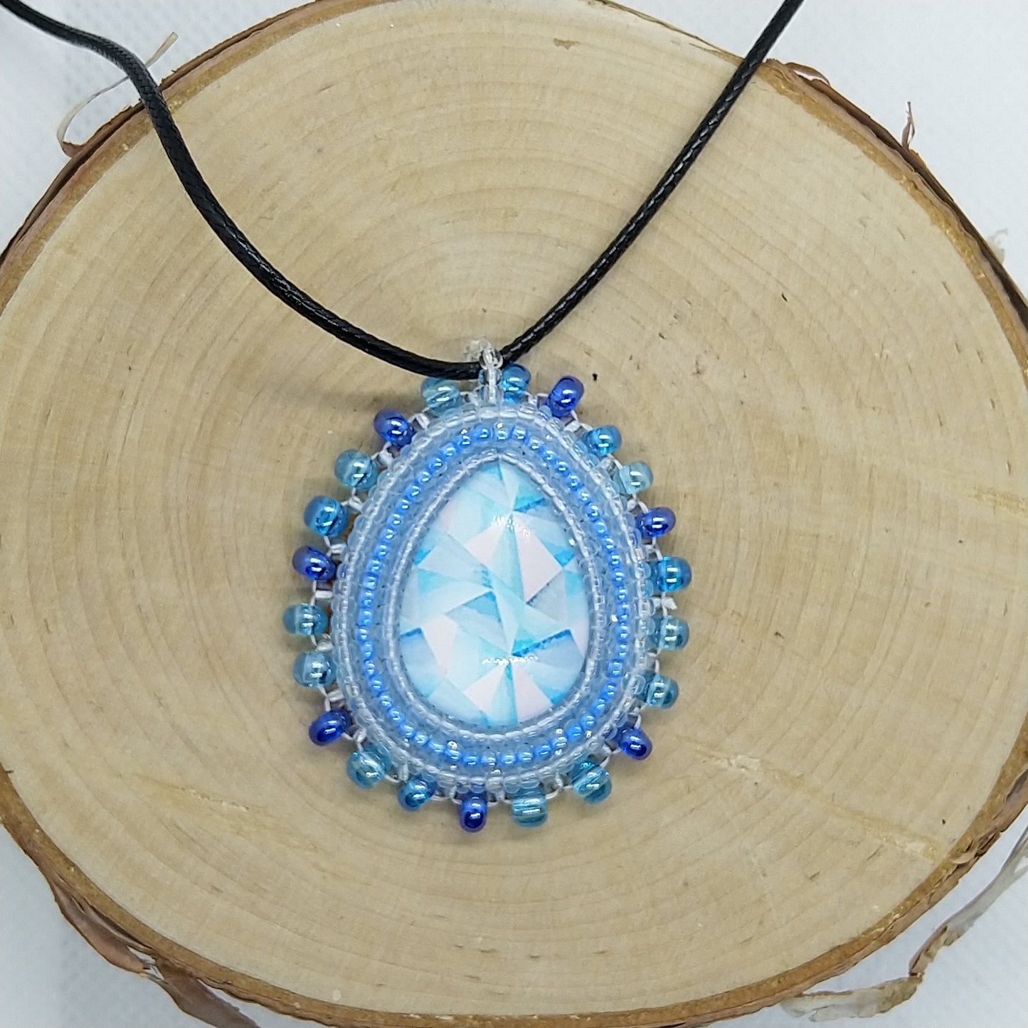 Necklace - Light blue and white mosaic