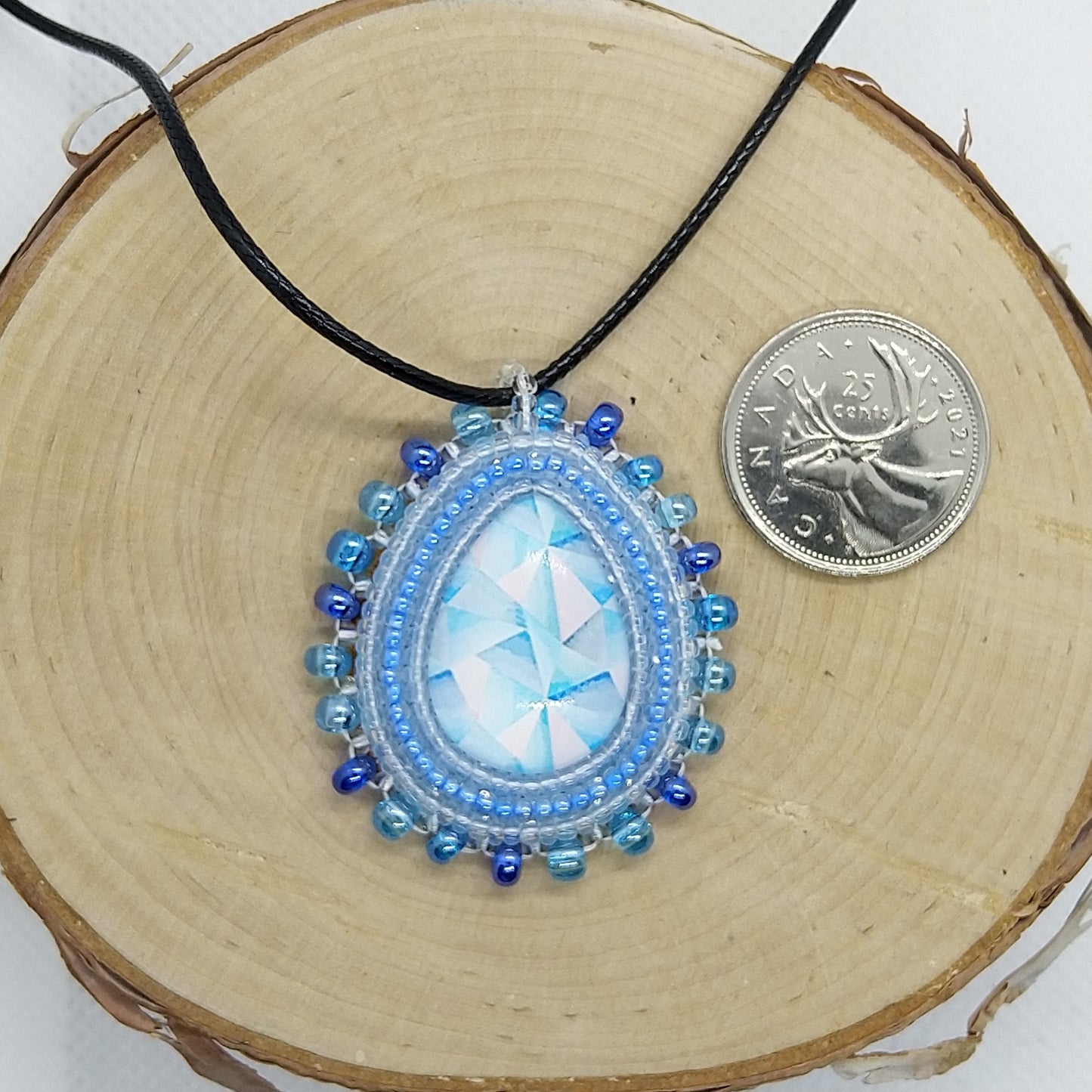 Necklace - Light blue and white mosaic